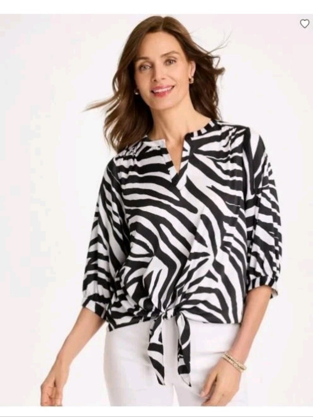 Women’s Black & White Zebra Print Tie-Front Top Size  (16 -18)